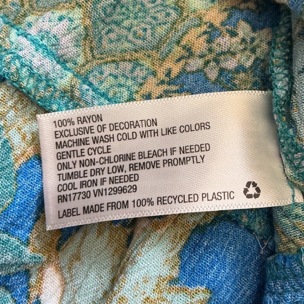 Knox Rose Blue Green Floral Patchwork Maxi Dress Sleeveless Tassel Waist Medium - Picture 7 of 7